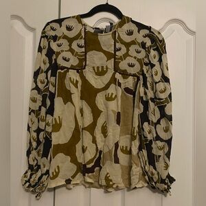 Women's Blouse in Cream and Brown